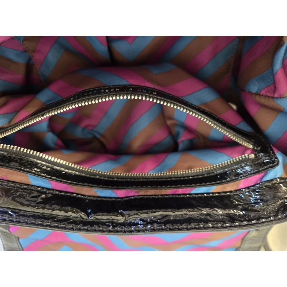 Marc by Marc Jacobs Black Patent Leather Turnlock Satchel Bag Shoulder Strap...